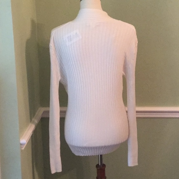 It’s Our Time V-Neck White Long Sleeve Rib-Knit XL - Picture 3 of 5